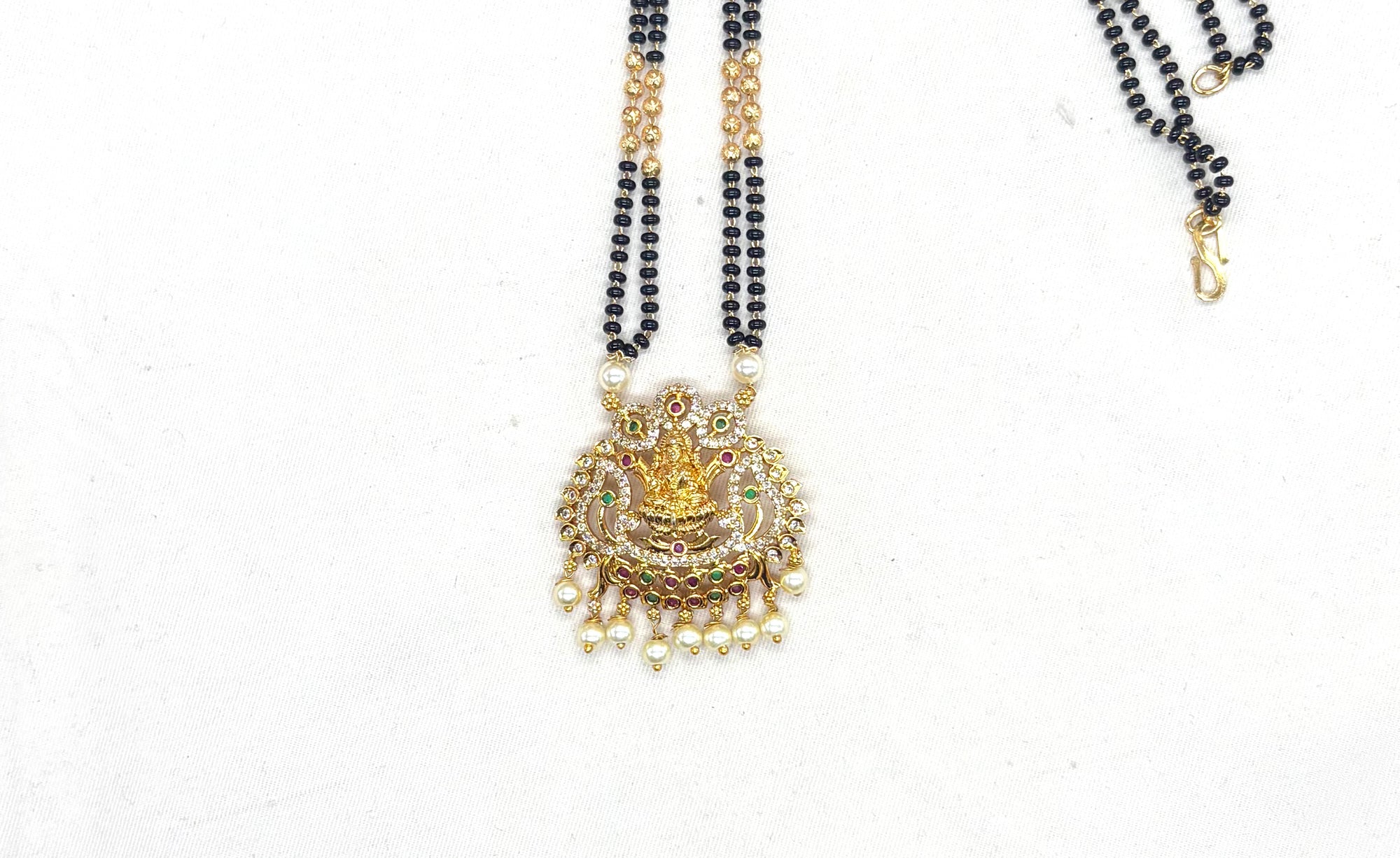 Lord Lakshmi with Ad stones Black Beads
