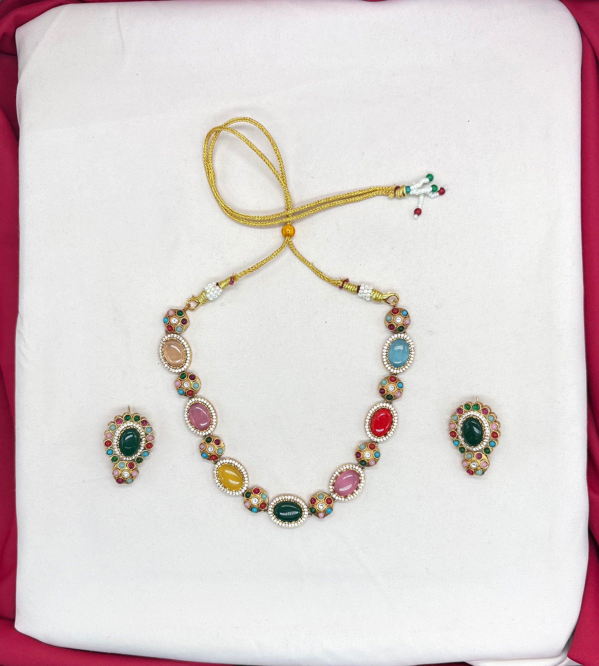 Premium Multi Color Moissanite Stones Short Necklace