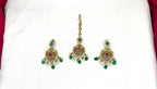 Matte finishing flower design with Ad stone & Green Beads combo-set