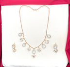 Rose-Gold finish Polki Diamonds & Pearl Floral Necklace Set