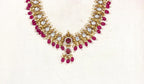 Polki Kundan Pink stone With Pearls drop Short Necklace