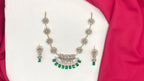 Victorian-plated American Diamond,Green Zircon stones Short Necklace (Kanti)