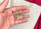 Victorian finishing flower design with white stones short Necklace