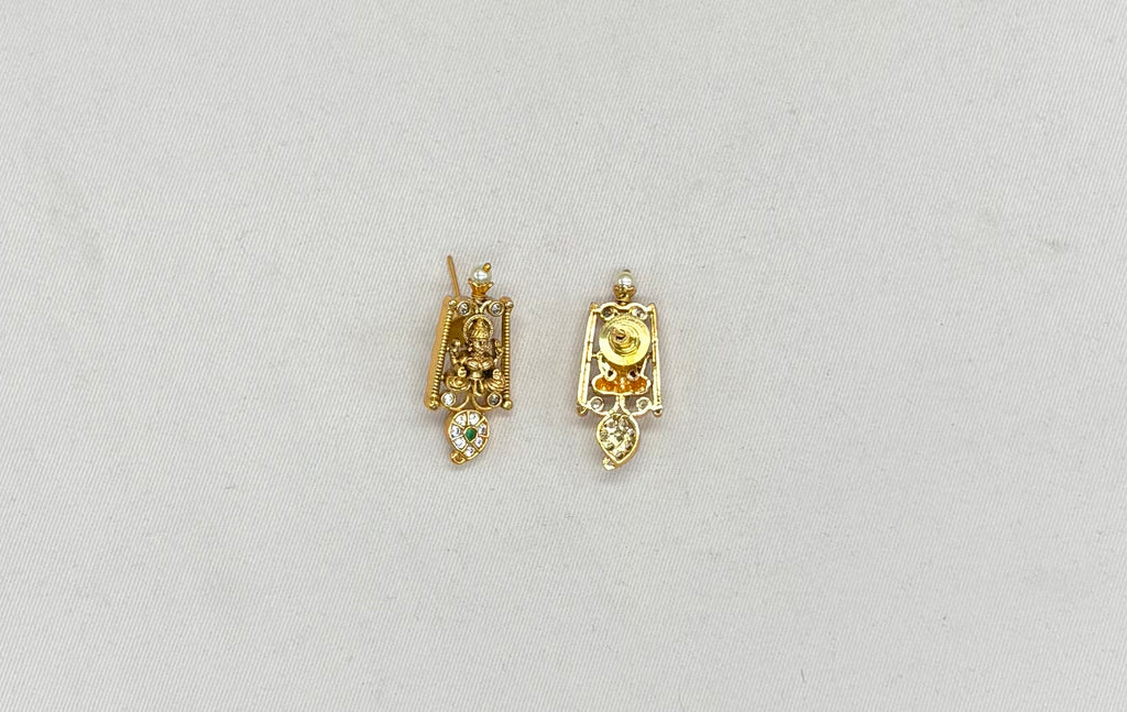 Matte finishing Lord Lakshmi with pink stones long haram