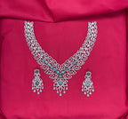 Sliver finishing American Diamond sea-green stones leaf design stones Necklace