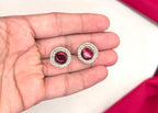 Victorian finishing with American Diamond with Red Stone Short Necklace