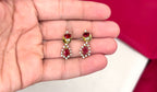 Victorian finishing American Diamond and Red stones Short Necklace