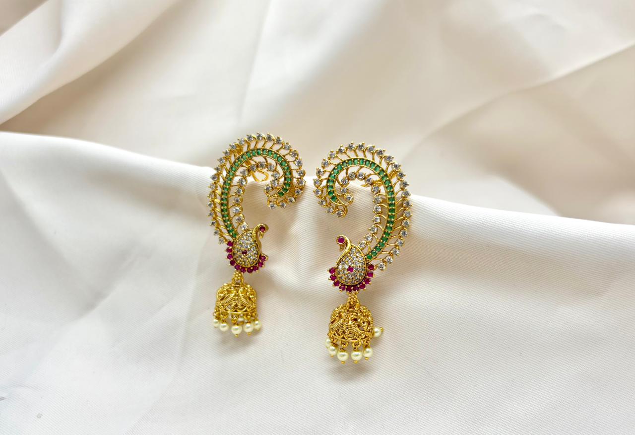 Gold Earcuff Jhumakas