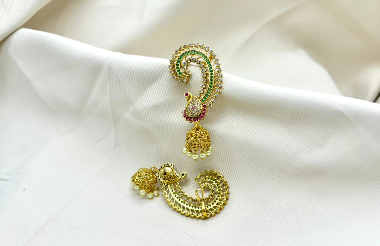 Gold Earcuff Jhumakas