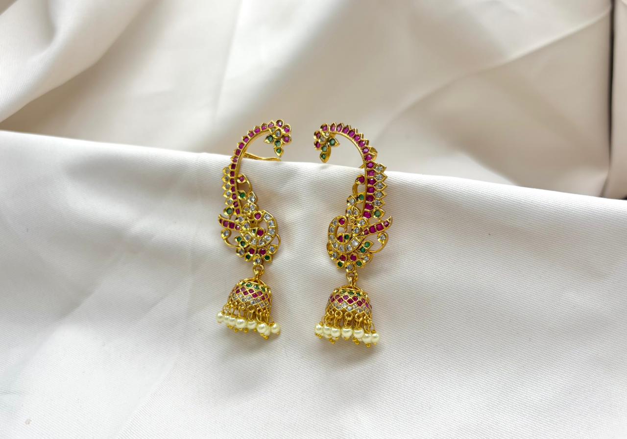 Gold Earcuff Jhumakas
