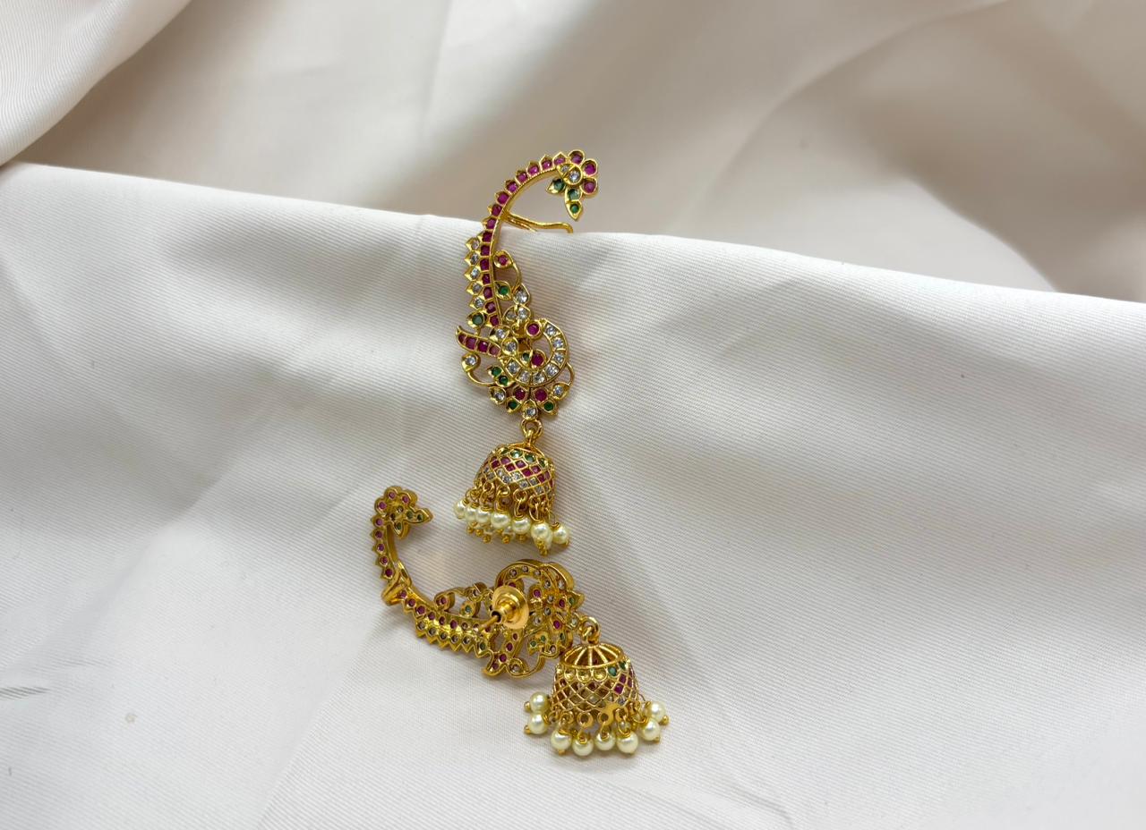 Gold Earcuff Jhumakas