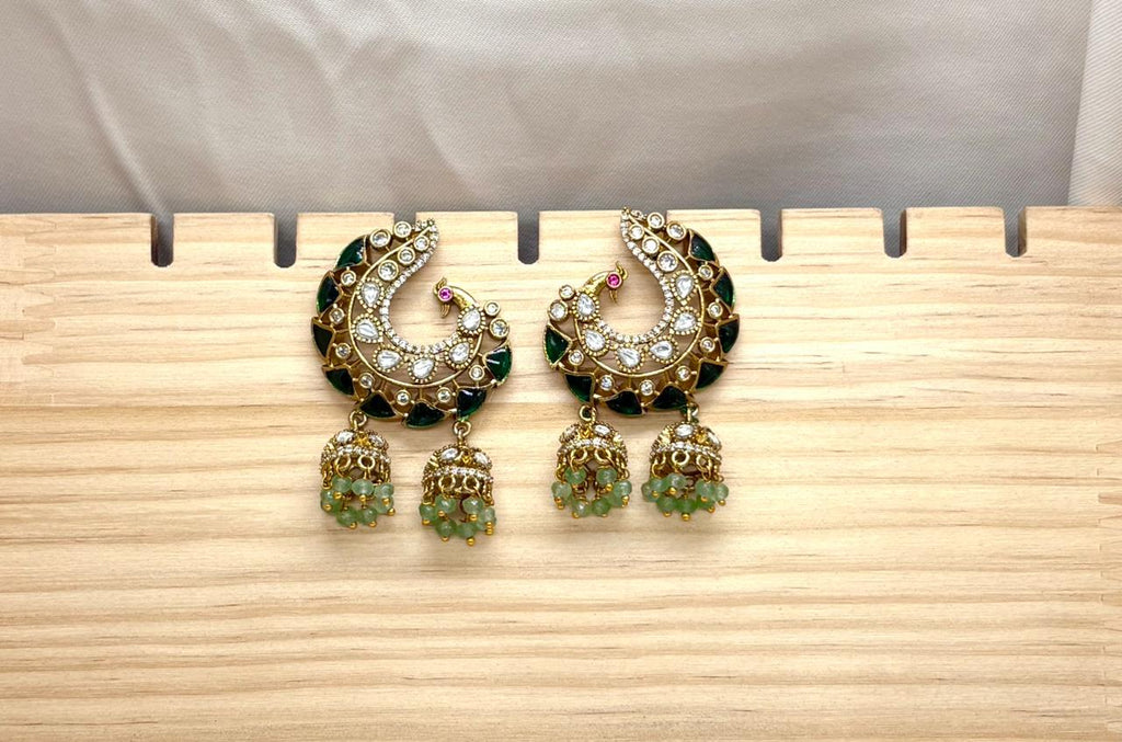 Peacock green Kempu Earring
