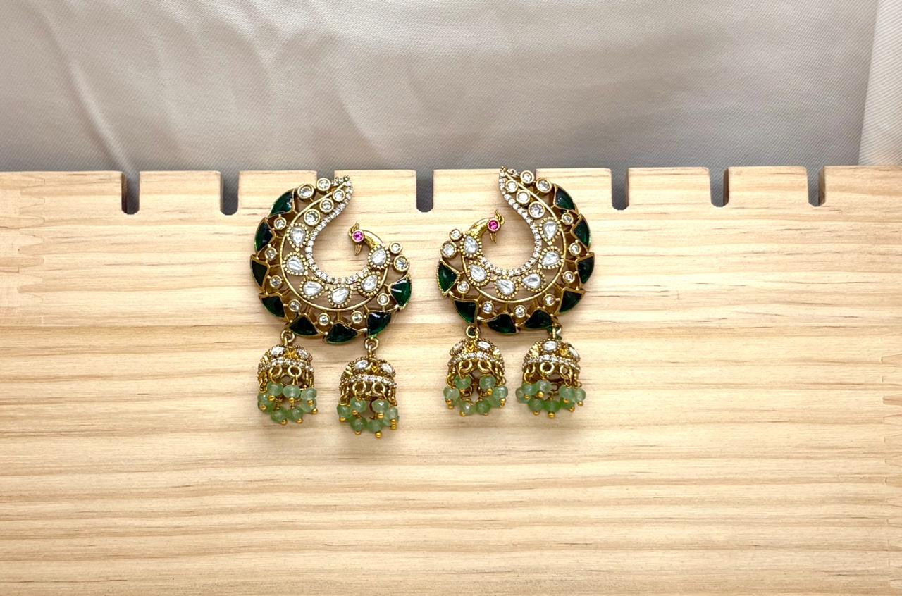 Peacock green Kempu Earring