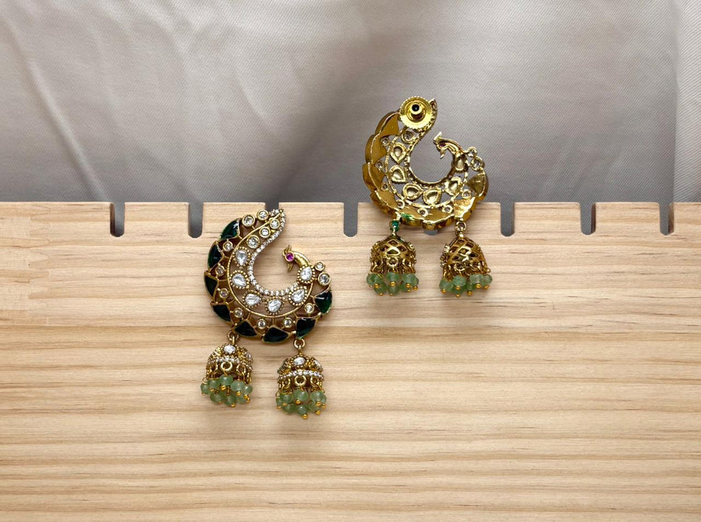 Peacock green Kempu Earring