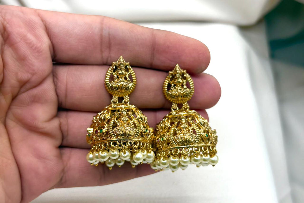 Matte finishing Lakshmi-Devi Jhumka