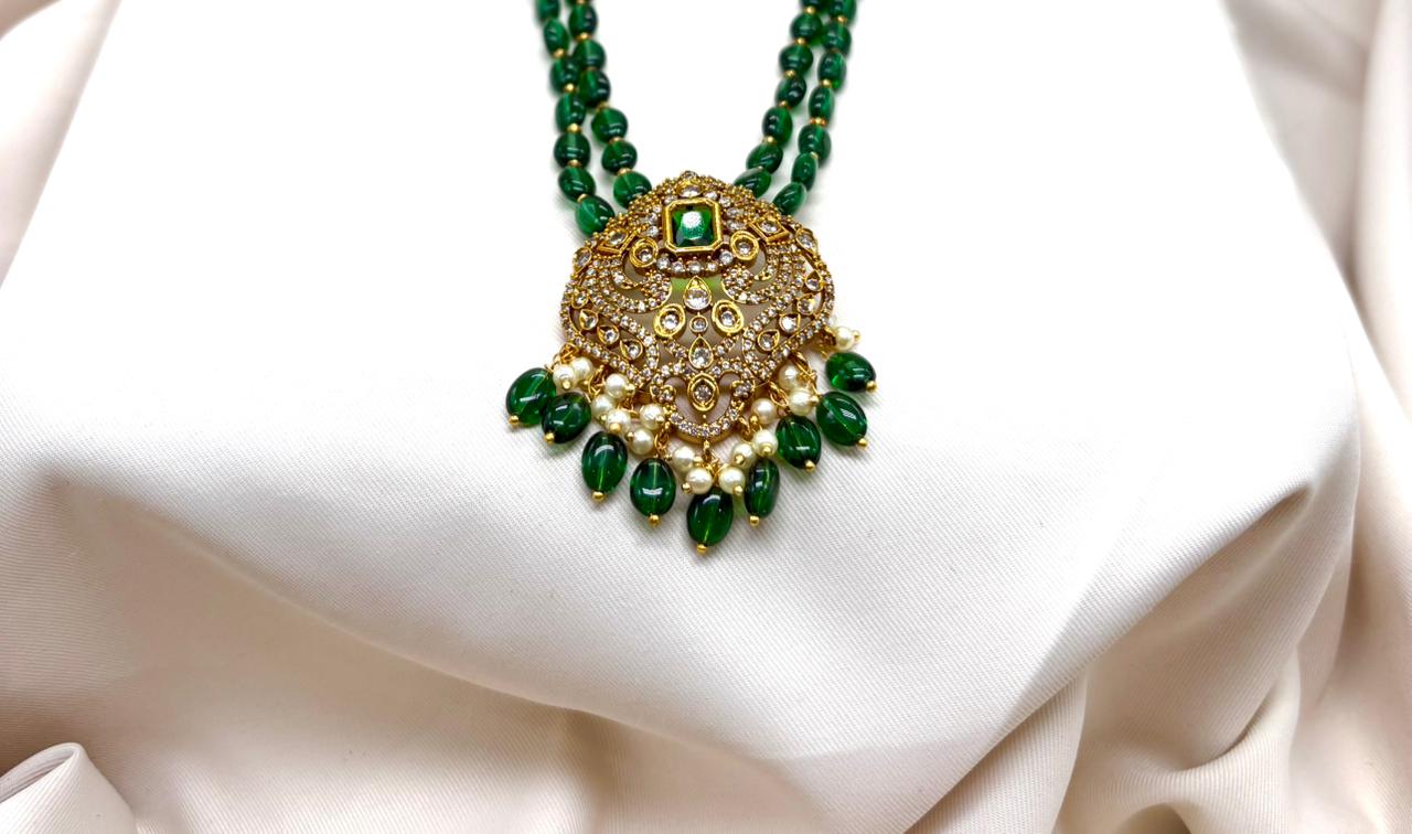 Handmade Green Monalisa Beads Rani Haram