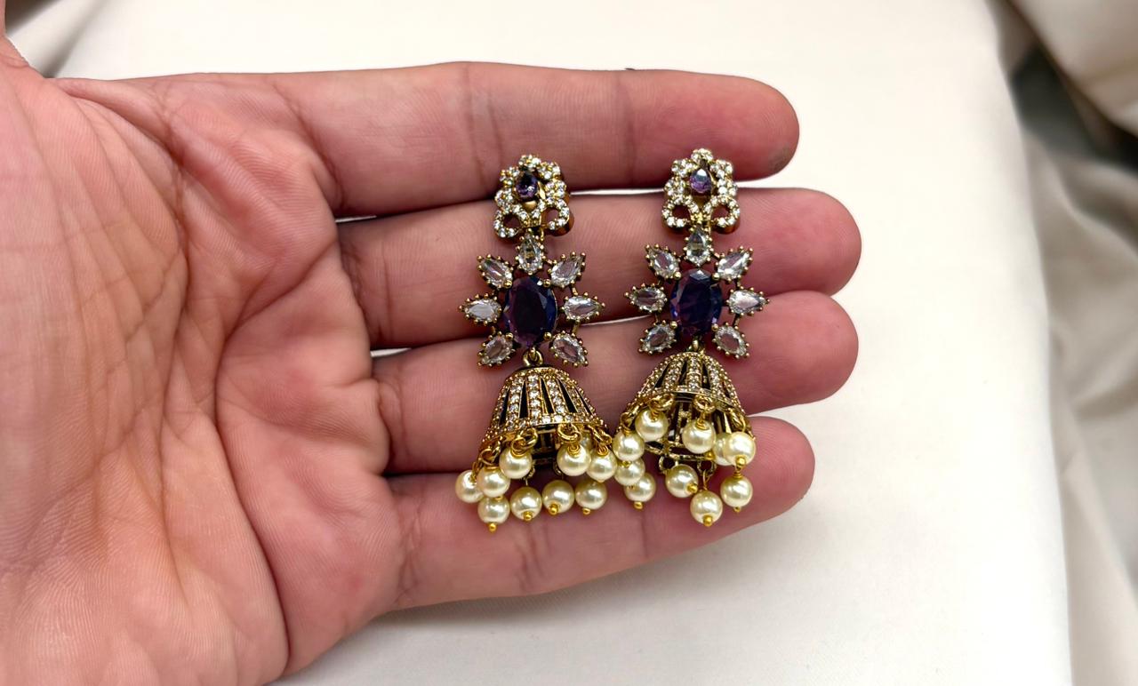 Victorian Purple stone Short Necklace