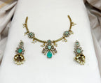 Victorian Sea Green stone Short Necklace