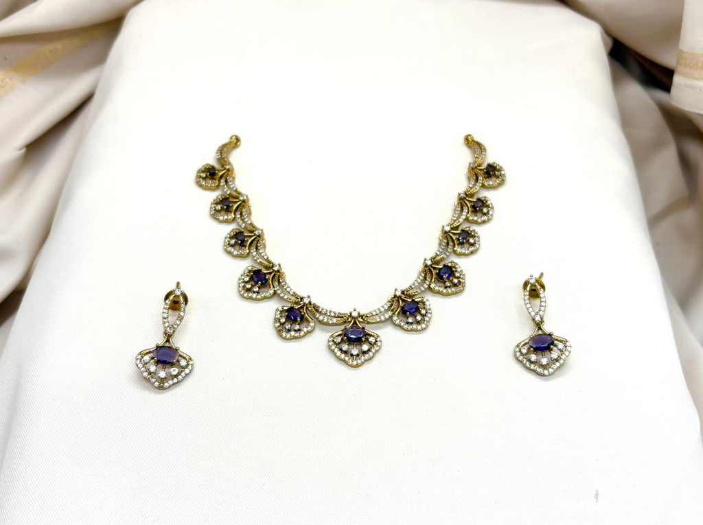 Victorian Purple-Stone Short Necklace