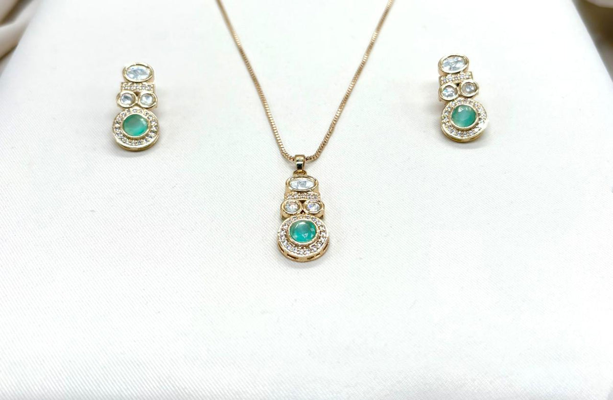 Polki moissanite stone chain with locket