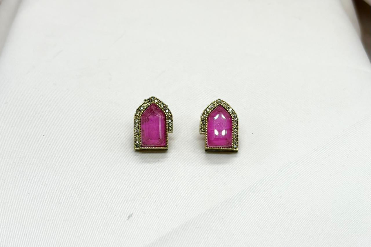 PInk Moissanite Earring