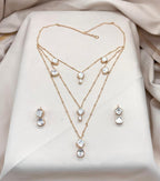 Polki moissanite stone chain with locket 3 layer