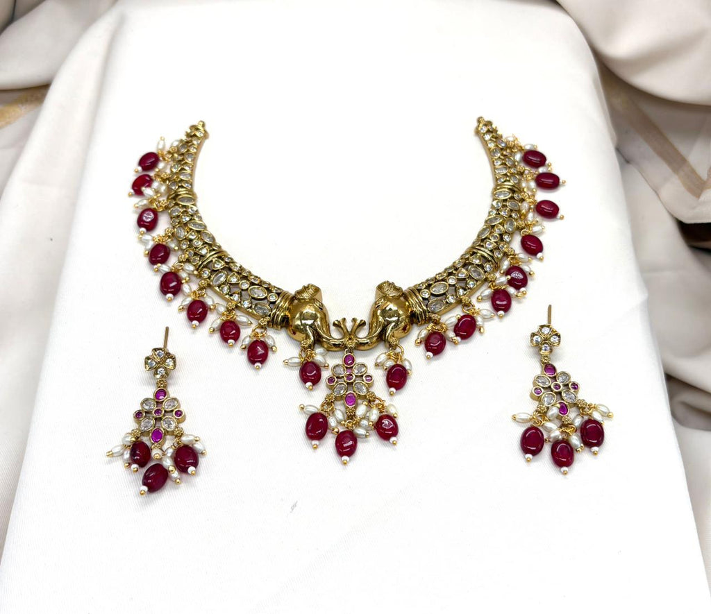 Victorian Red monalisa Beads Kanti
