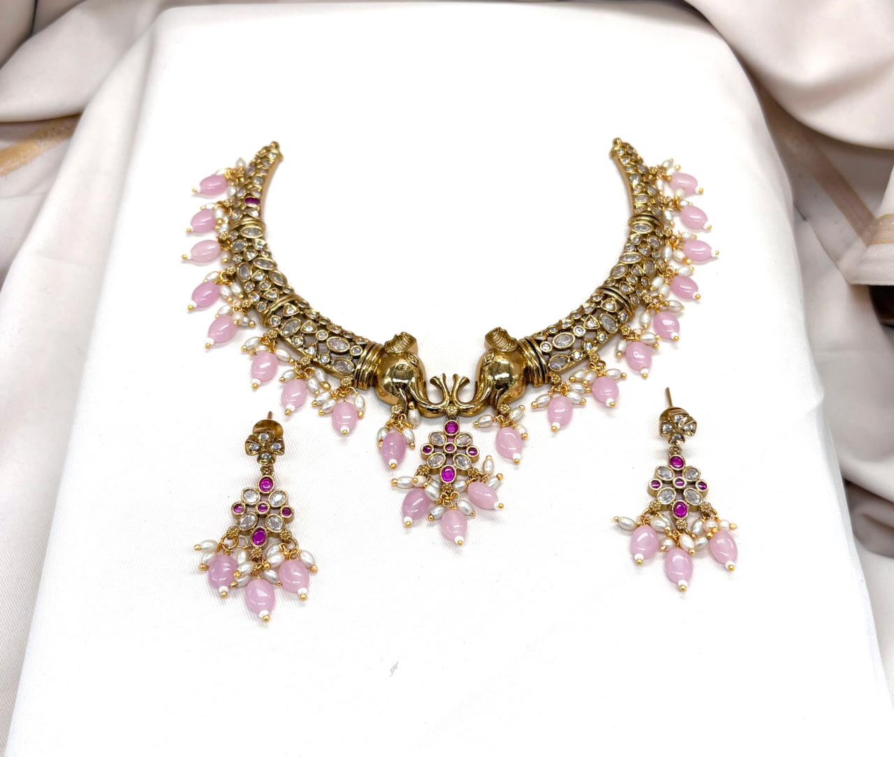 Victorian Pink monalisa Beads Kanti