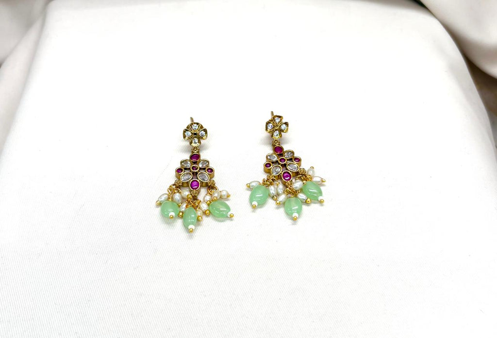 Victorian Mint-Green monalisa Beads Kanti