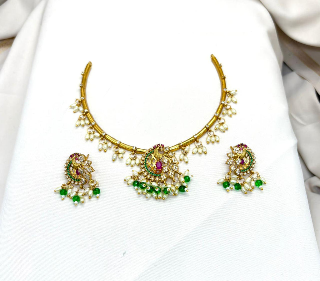 Peacock Gold Kanti Necklace