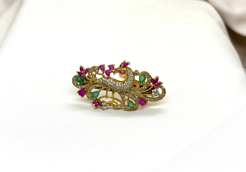 Peacock design Ruby Stones Hair Clip