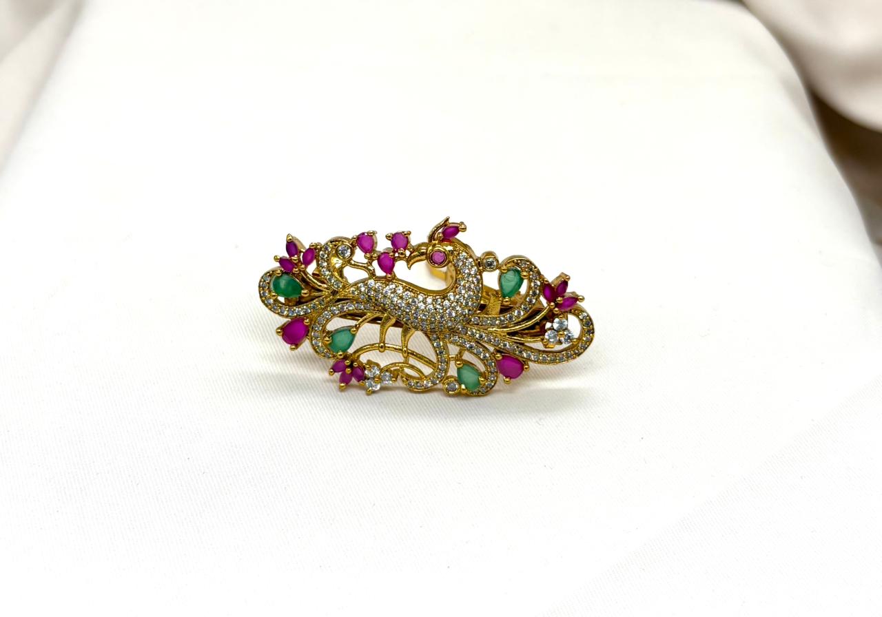 Peacock design Ruby Stones Hair Clip