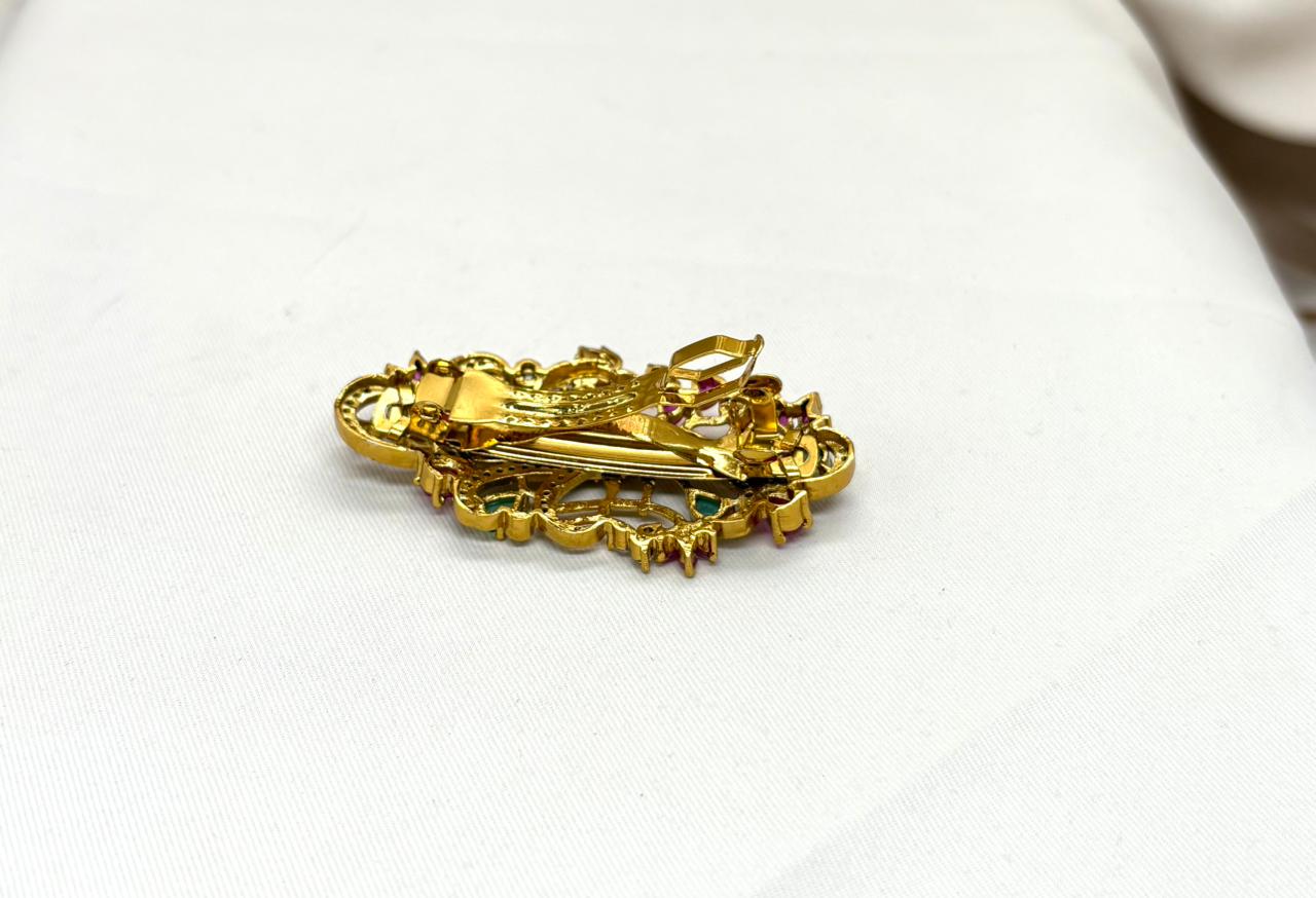 Peacock Designed Ruby Stones Hair Clip