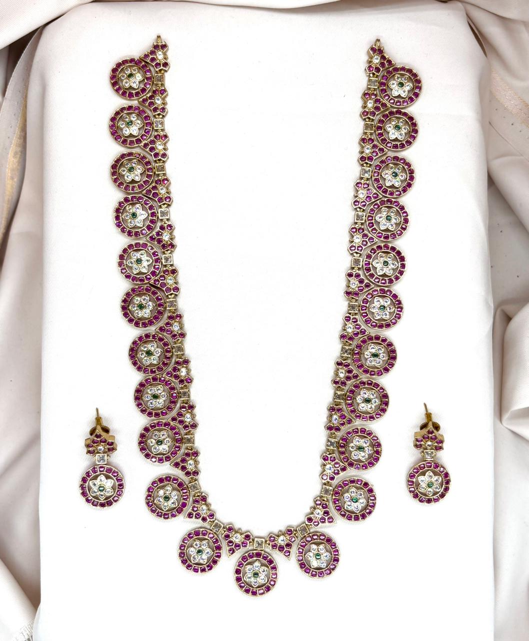 Jadau kundan Flower designed Long Necklace