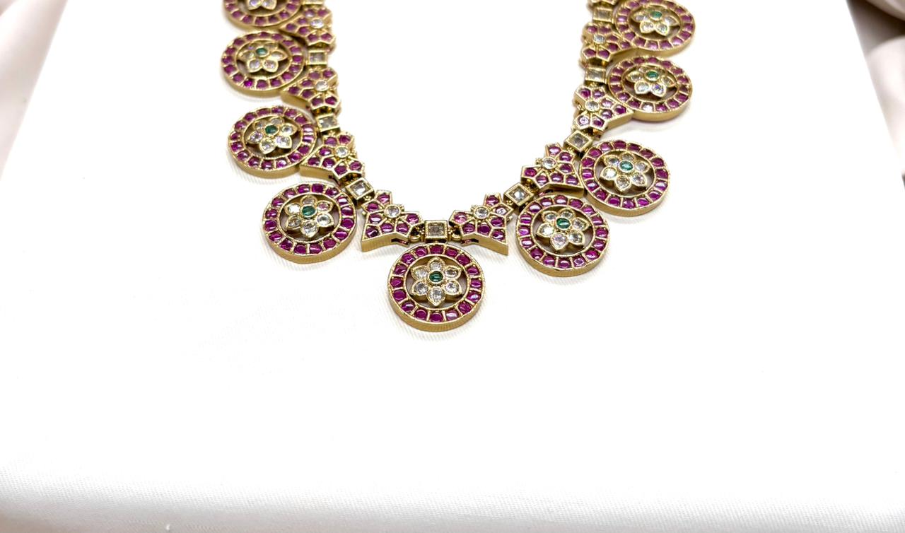 Jadau kundan Flower designed Long Necklace