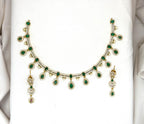 Matte finishing with Green stone's Short Necklace