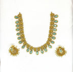 Matte finishing Mint-Green Leaf Designed Short Necklace