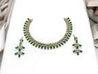 Victorian Short Necklace Designed With Green Stone's