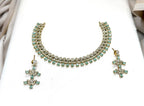 Victorian Short Necklace Designed With Mint-Green Stone's
