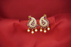 Kempu-Stone's With Peacock Designed Earring