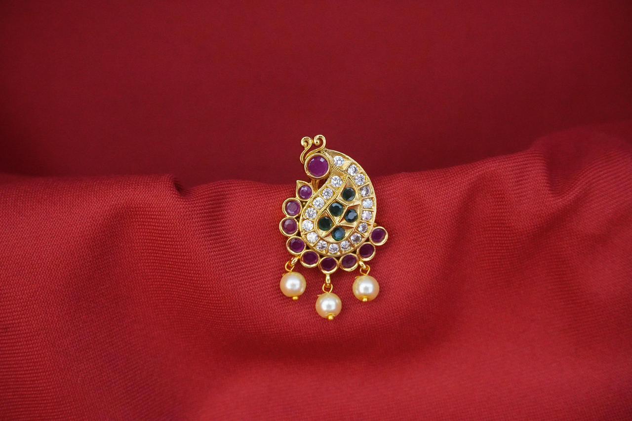 Kempu-Stone's With Peacock Designed Earring