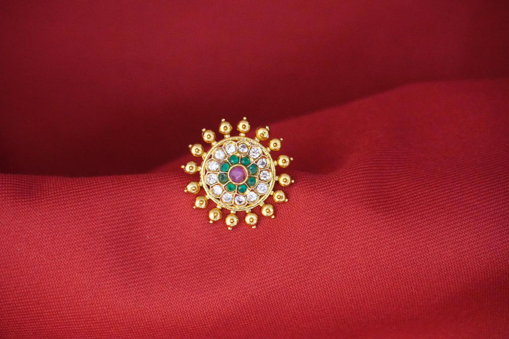 Matte finishing with Kempu-Stone's Sun Designed Earring