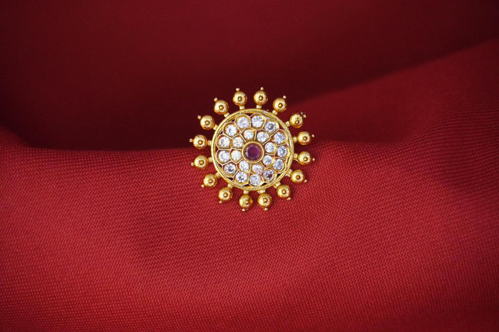 Matte finishing with Kempu-Stone's Sun Designed Earring