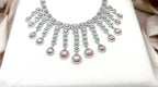 Silver Short Necklace with Baby-Pink Stone's