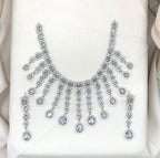 Silver Short Necklace with White Stone's