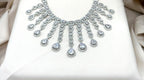 Silver Short Necklace with White Stone's