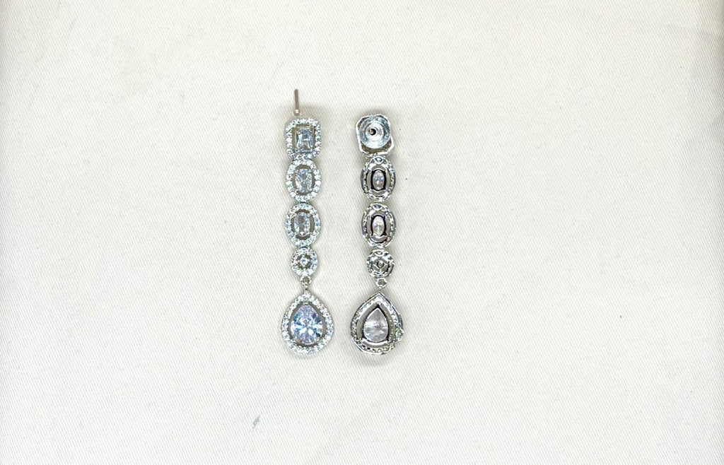 Silver Short Necklace with White Stone's