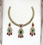 Victorian Kanti with Red Monalisa Beads Stone