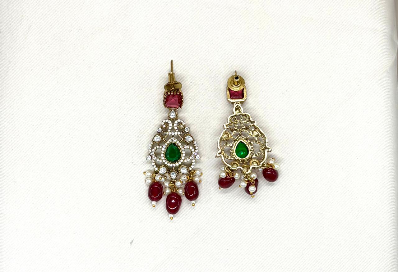Victorian Kanti with Red Monalisa Beads Stone