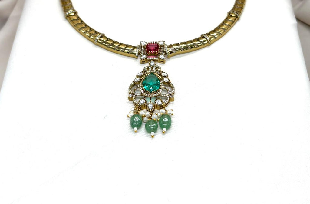 Victorian Kanti with Mint-Green Monalisa Beads Stone